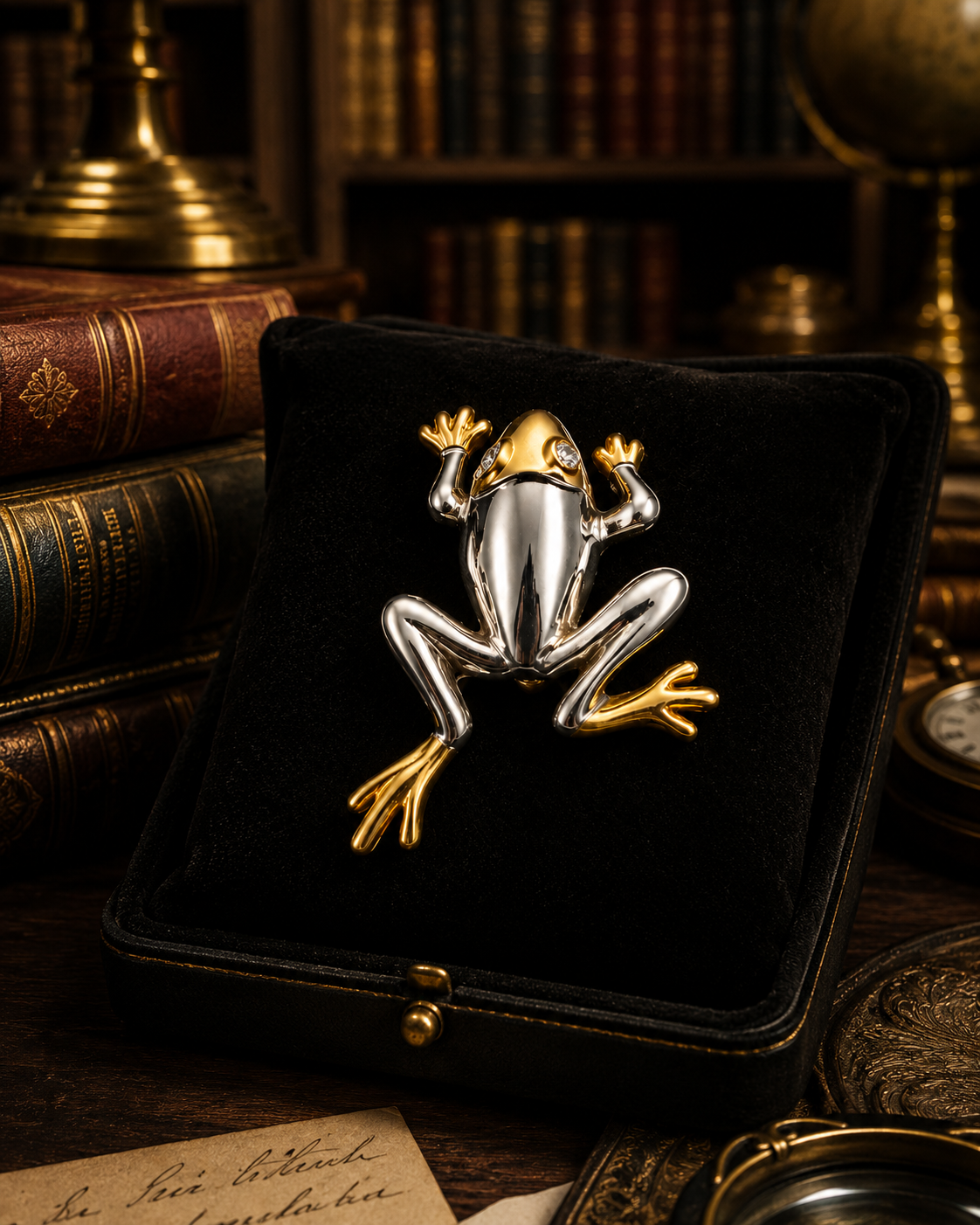 Two Tone Frog Brooch