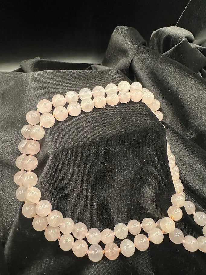 pink stone bead double strand necklace