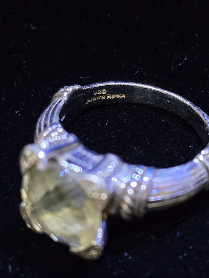 Judith Ripka Sterling Silver Prasiolite Designer Statement Ring