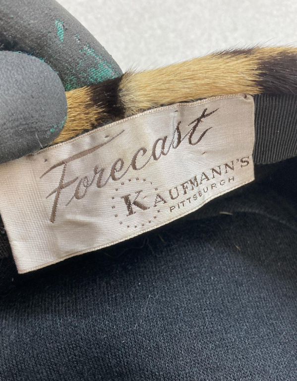 (SOLD) Vintage 1960s Forecast Kaufmann’s Leopard Print Real Fur Pillbox Hat | Mid-Century Statement Hat