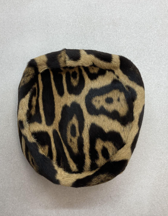 (SOLD) Vintage 1960s Forecast Kaufmann’s Leopard Print Real Fur Pillbox Hat | Mid-Century Statement Hat