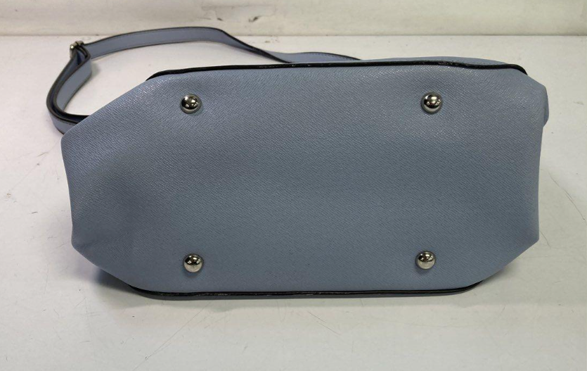 London Fog Light Blue Full Grain Leather Satchel | Top Handle Crossbody Designer Handbag