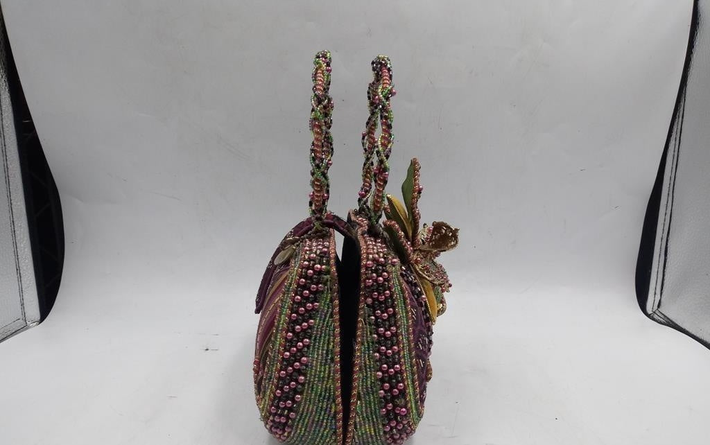 Vintage Retired Mary Frances Beaded Flower Handbag | Multicolor Embellished Collector Purse