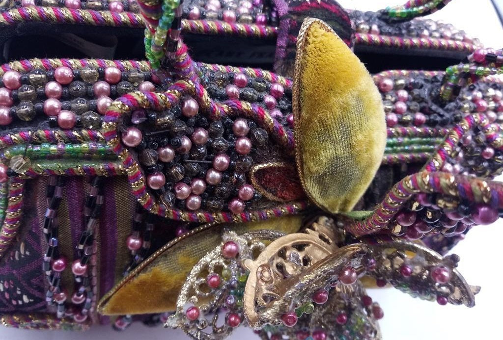 Vintage Retired Mary Frances Beaded Flower Handbag | Multicolor Embellished Collector Purse