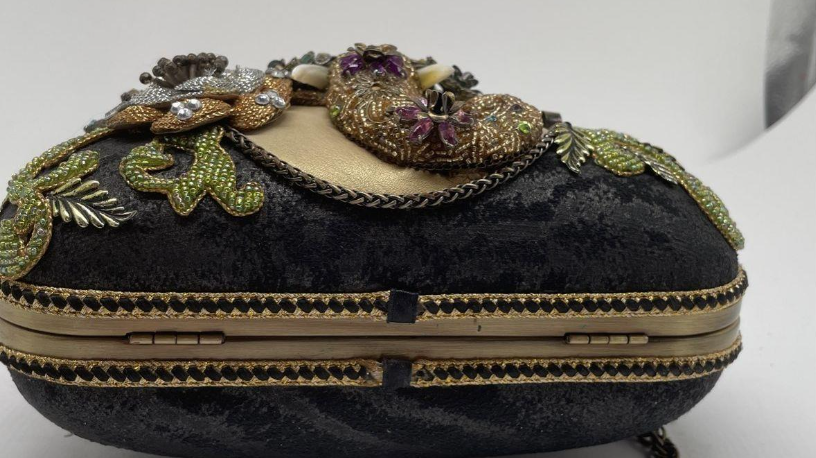 Mary Frances Embellished Elephant Motif Evening Clutch | Beaded Jeweled Collector Handbag | Retired Style