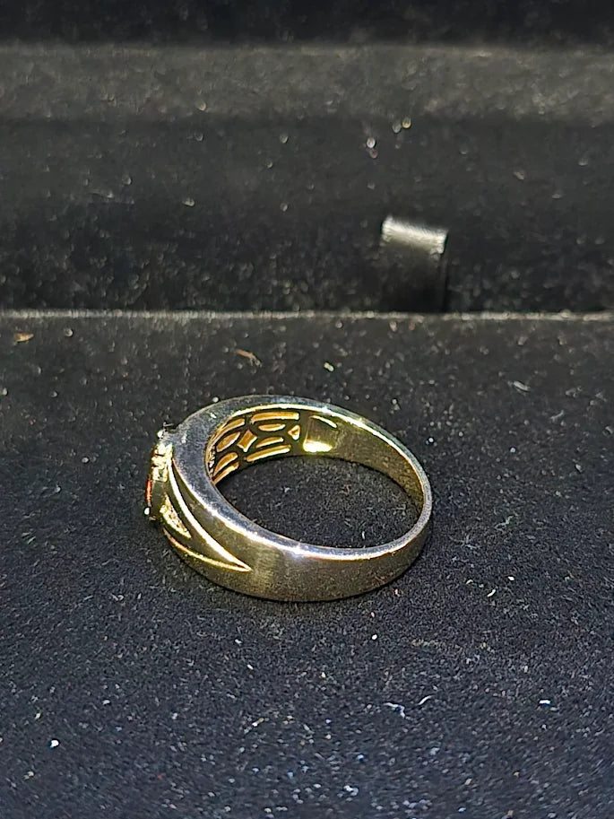 Gold Vermeil Madeira Citrine Men’s Ring, Sterling Silver Statement Band Size 11