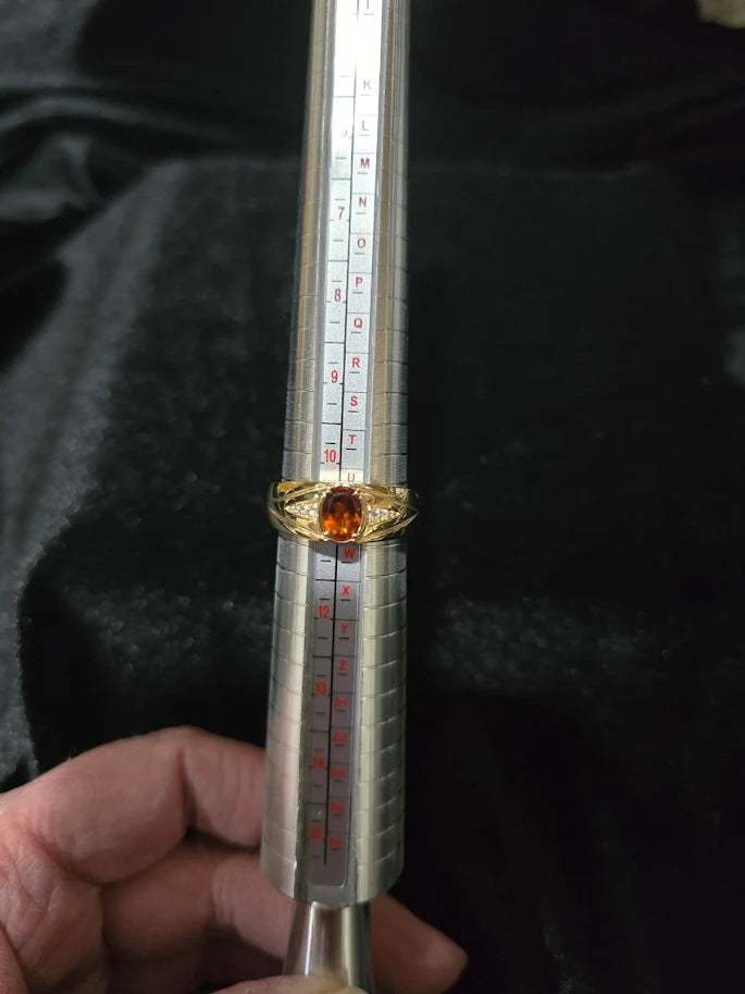 Gold Vermeil Madeira Citrine Men’s Ring, Sterling Silver Statement Band Size 11