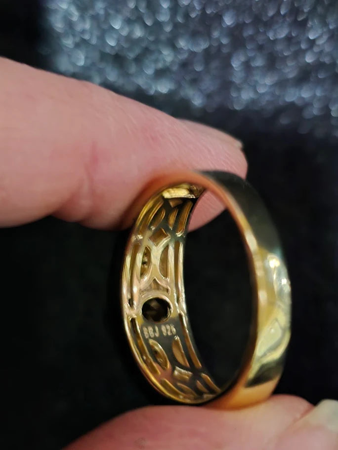 Gold Vermeil Madeira Citrine Men’s Ring, Sterling Silver Statement Band Size 11