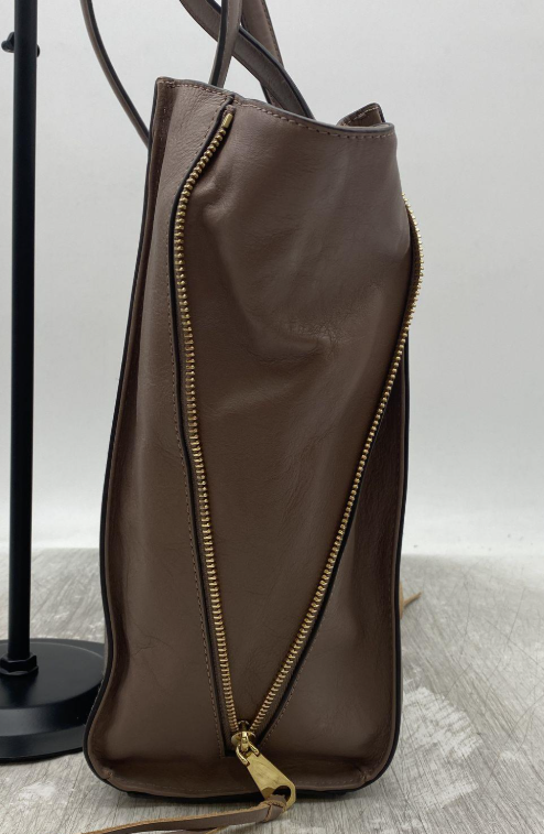 Rebecca Minkoff Brown Pebbled Leather Tote Handbag With Top Handles