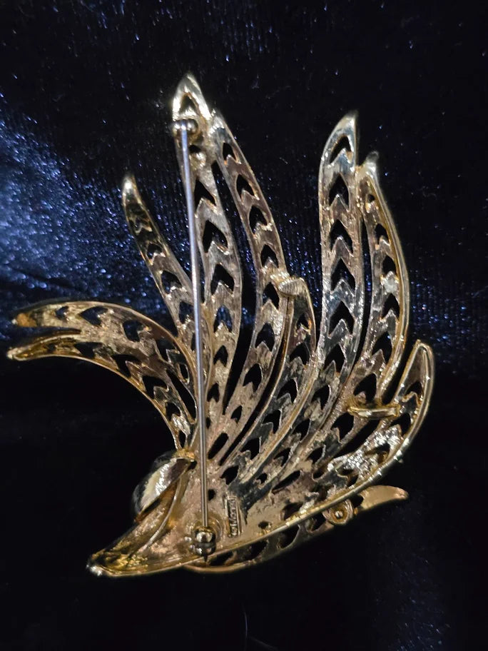 Vintage Monet Gold Tone Wheat Sheaf Brooch, Textured Spray Statement Pin