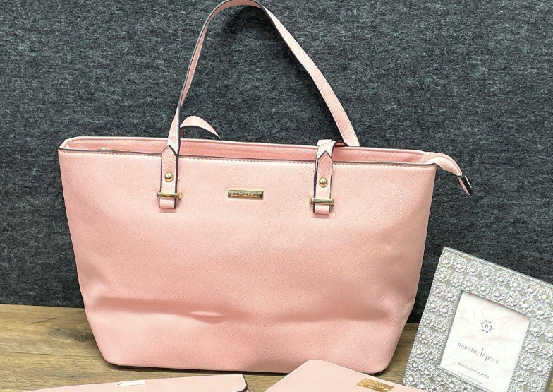 Nanette Lepore Pink Tote Bag Structured Minimal Handbag With Top Handles