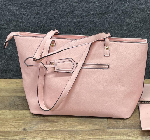 Nanette Lepore Pink Tote Bag Structured Minimal Handbag With Top Handles