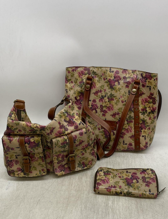 Patricia Nash 3 Pc Floral Leather Set Tote Bag Crossbody Satchel Wallet Matching Purse Lot