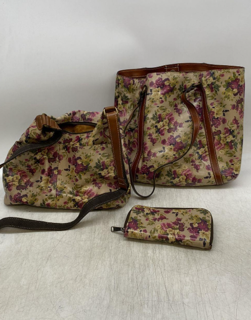Patricia Nash 3 Pc Floral Leather Set Tote Bag Crossbody Satchel Wallet Matching Purse Lot