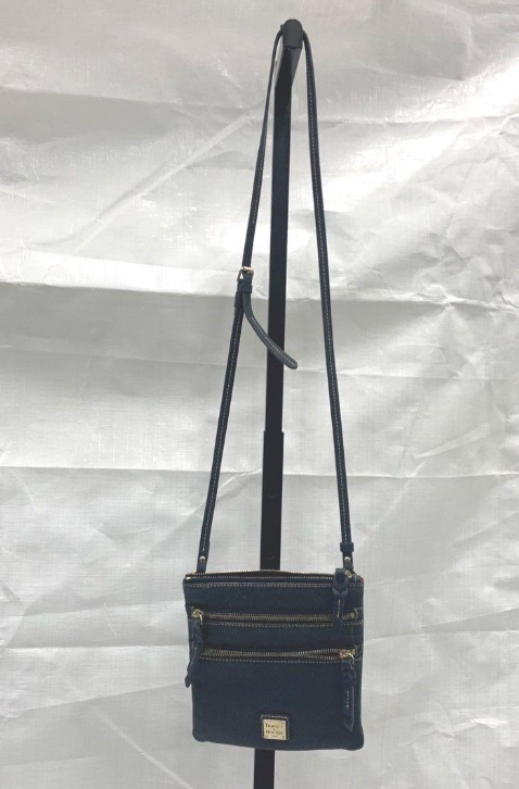 Dooney and Bourke Navy Pebble Grain Leather Crossbody Bag | Adjustable Strap Zip Pocket Organizer Purse