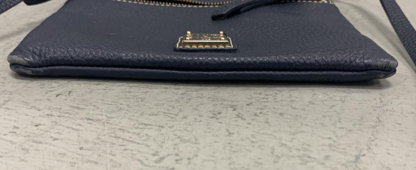 Dooney and Bourke Navy Pebble Grain Leather Crossbody Bag | Adjustable Strap Zip Pocket Organizer Purse