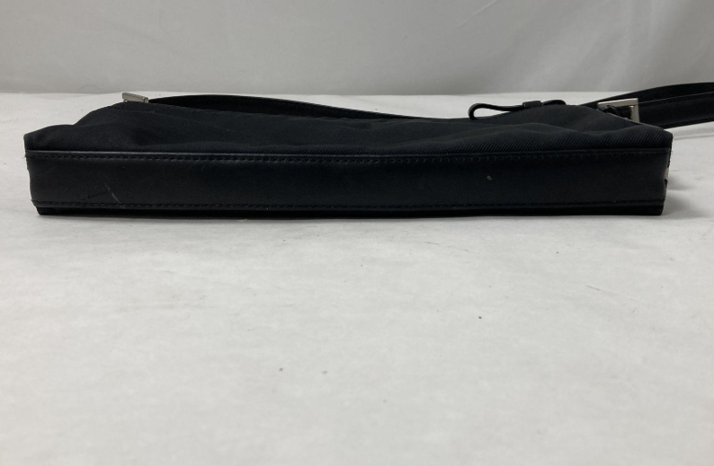Coach Black Nylon Baguette Shoulder Bag | Authentic Minimalist Crossbody Clutch with Silver Hardware