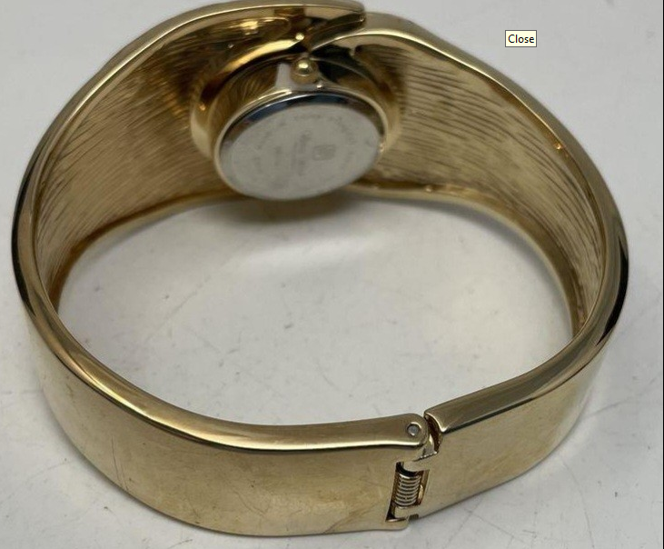 V.W. Beverly Hills Peacock Crystal Cuff Watch Bracelet | Gold-Tone (NOT WORKING FOR Parts or Repair)