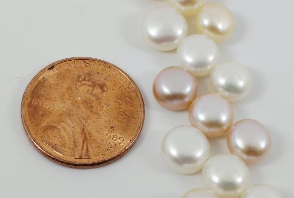 18" Pink & White Freshwater Button Pearl Necklace | Multi-Strand Cluster Statement Necklace