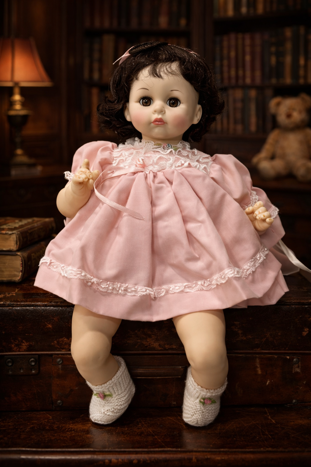 Madame Alexander Vintage Doll Pink Dress Tagged Sleep Eyes Classic Collectible