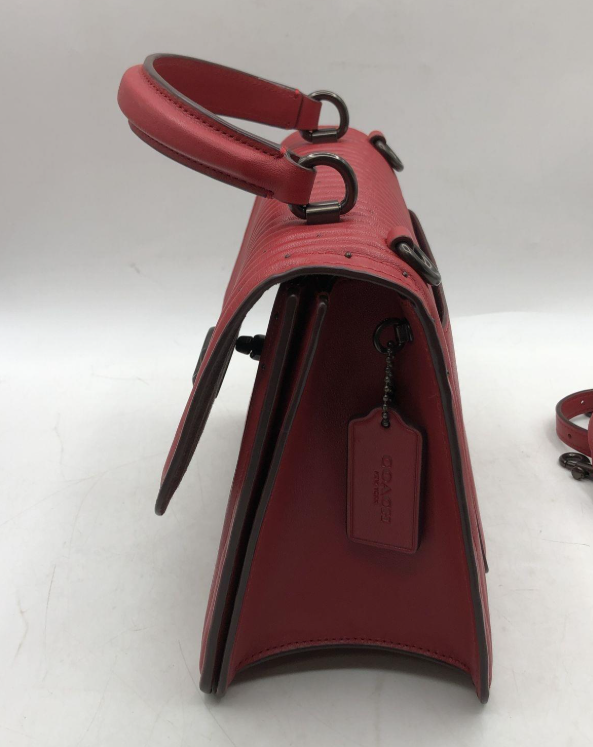 Coach Quilted Rivets Parker Top Handle Bag Red Leather | Studded Satchel Crossbody Purse