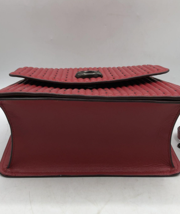 Coach Quilted Rivets Parker Top Handle Bag Red Leather | Studded Satchel Crossbody Purse
