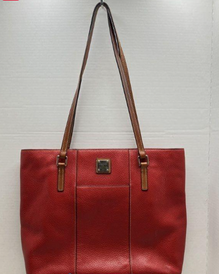 Dooney & Bourke Lexington Pebbled Leather Shopper Tote Red Shoulder Bag