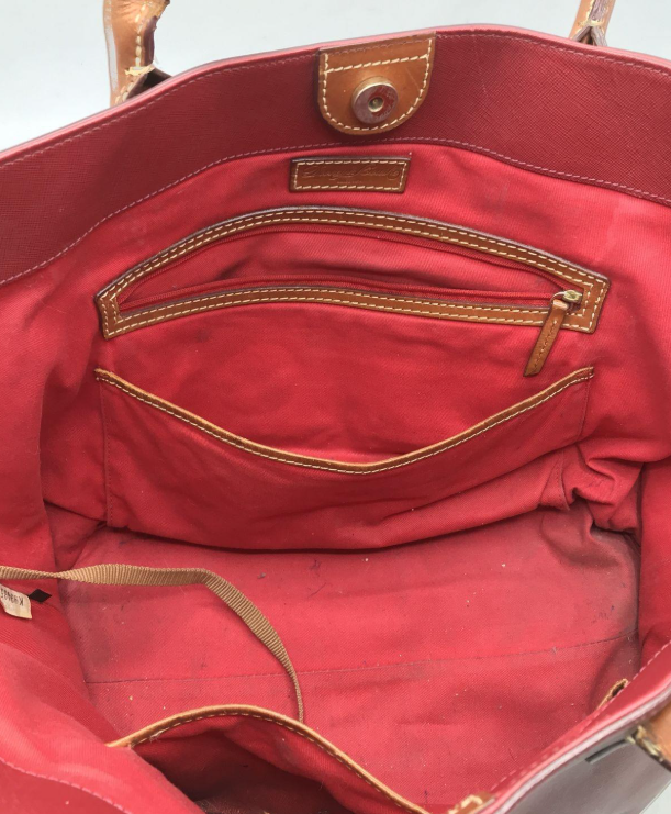 Dooney & Bourke Large Red Pebbled Leather Shopper Tote Carryall Work Bag