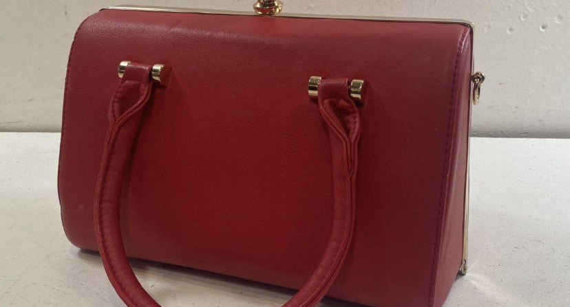 Vintage Style Red Top Handle Box Bag Gold Frame Kiss Lock Handbag Retro Evening