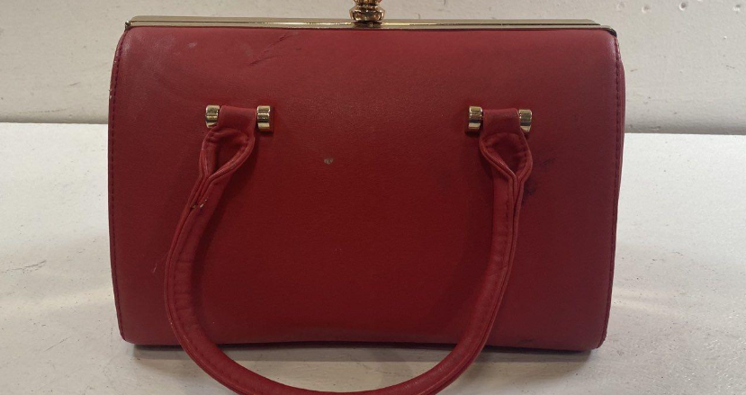 Vintage Style Red Top Handle Box Bag Gold Frame Kiss Lock Handbag Retro Evening