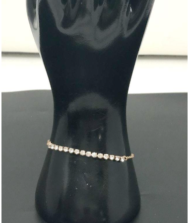 Signed Lovisa Gold-Tone Rhinestone Chain Bracelet | Delicate 7" Crystal Bracelet