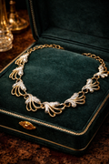 Sarah Coventry Swirl Rhinestone Necklace Gold and Silver Tone Signed Vintage Statement Necklace