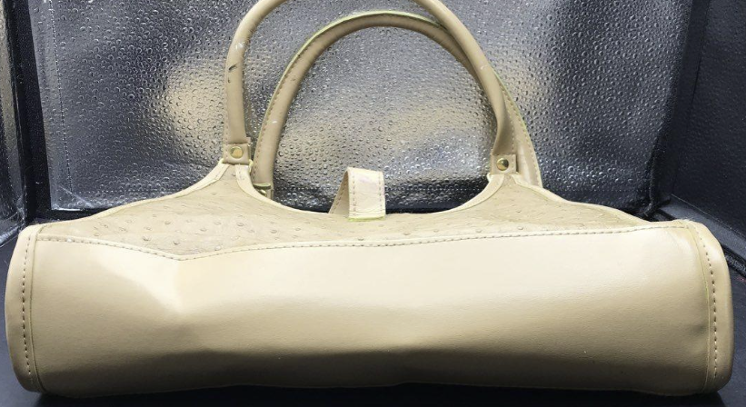 Vintage Cream Ostrich Embossed Top Handle Shoulder Bag Elegant Classic Neutral Handbag