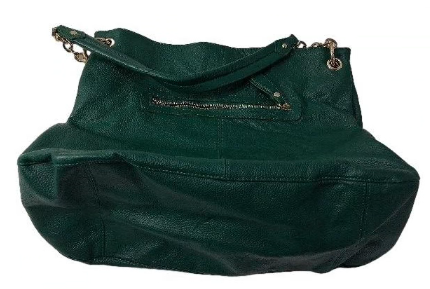 Cuore & Pelle Green Leather Shoulder Bag With Zip Closure Soft Slouchy Everyday Purse