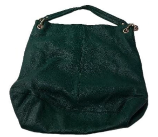 Cuore & Pelle Green Leather Shoulder Bag With Zip Closure Soft Slouchy Everyday Purse