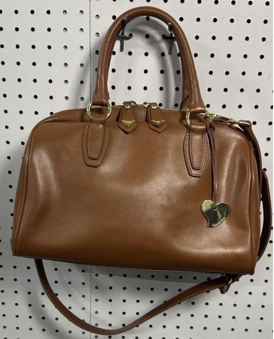 Cuore & Pelle Caramel Brown Structured Satchel Bag With Shoulder Strap Top Handle Purse