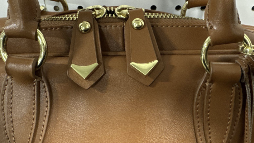 Cuore & Pelle Caramel Brown Structured Satchel Bag With Shoulder Strap Top Handle Purse