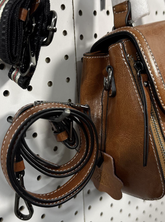 Ketturam Tan Genuine Leather Satchel Crossbody Handbag Structured Top Handle Purse NWT