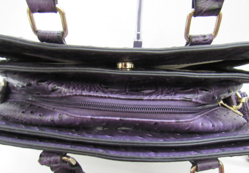 Dasein Deep Purple Embossed Satchel Bag Ostrich Croc Texture Convertible Shoulder Handbag