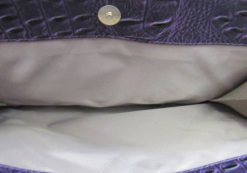 Dasein Deep Purple Embossed Satchel Bag Ostrich Croc Texture Convertible Shoulder Handbag