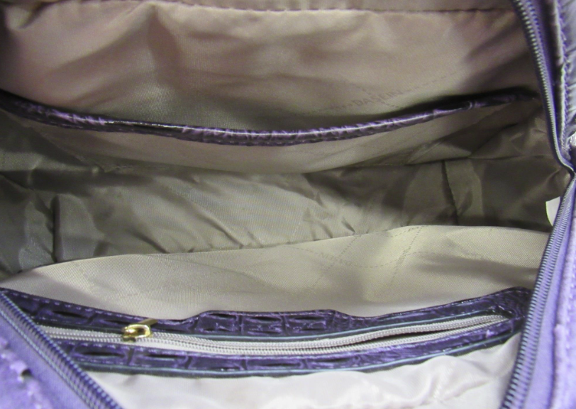 Dasein Deep Purple Embossed Satchel Bag Ostrich Croc Texture Convertible Shoulder Handbag