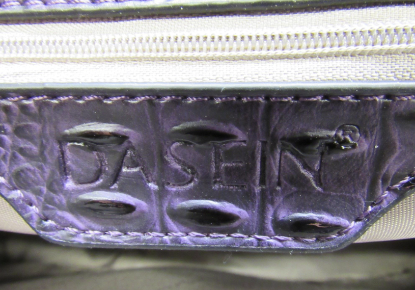 Dasein Deep Purple Embossed Satchel Bag Ostrich Croc Texture Convertible Shoulder Handbag