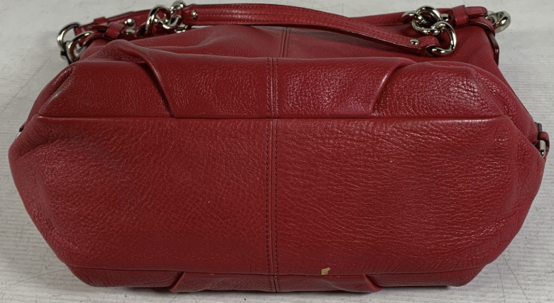Coach Red Pebbled Leather Hobo Bag Convertible Shoulder Satchel With Detachable Strap