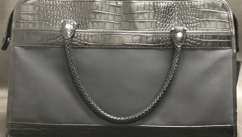 Brighton Black Croc Embossed Leather Briefcase Laptop Bag & Organizer Crossbody Set