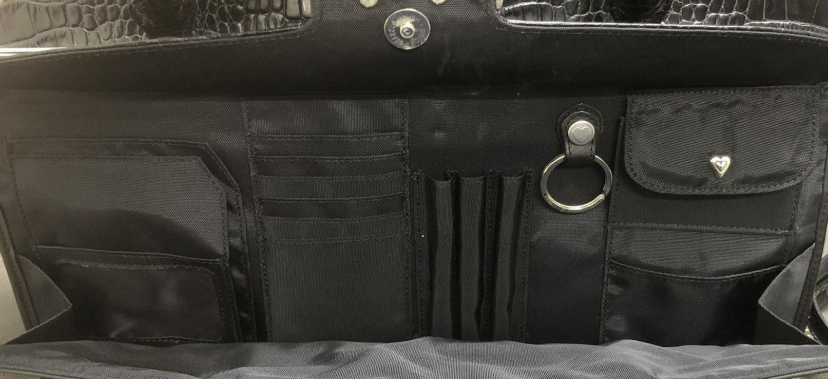 Brighton Black Croc Embossed Leather Briefcase Laptop Bag & Organizer Crossbody Set