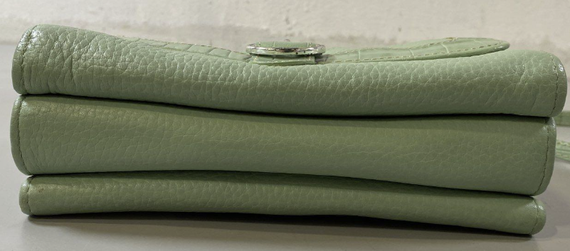 Brighton Mint Green Croc Embossed Leather Mini Organizer Crossbody Bag Y2K Belted