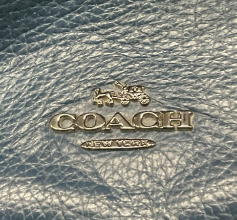 Coach Slate Blue Pebbled Leather Satchel Crossbody Bag Top Handle Purse