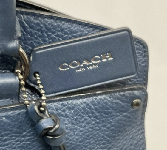 Coach Slate Blue Pebbled Leather Satchel Crossbody Bag Top Handle Purse