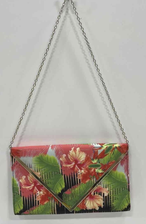 Aldo Tropical Floral Envelope Clutch Crossbody Bag with Chain Strap, Summer Statement Purse