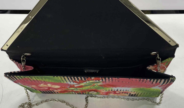 Aldo Tropical Floral Envelope Clutch Crossbody Bag with Chain Strap, Summer Statement Purse